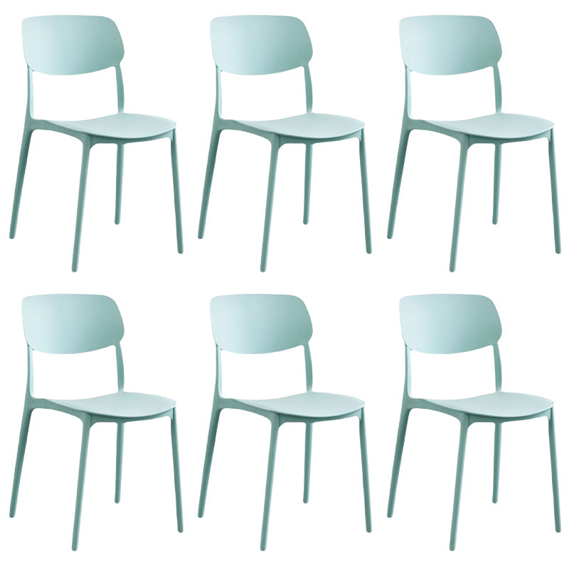 Scandinavian Stackable Armless Dining Chairs Plastic Open Back Dining Side Chair Light Green 6 Piece Set Clearhalo 'Dining Chairs' 'Dining Tables & Seating' 'dining_chair' 'furn' 'furn_dining_chair' 'Furniture' 'Kitchen & Dining Furniture' 5529683