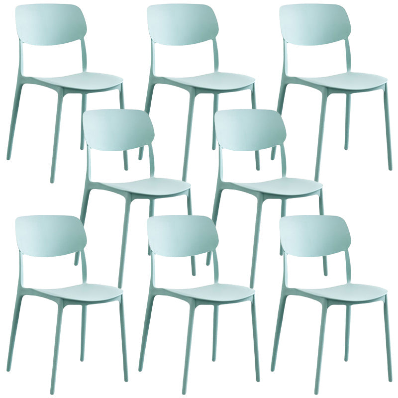 Scandinavian Stackable Armless Dining Chairs Plastic Open Back Dining Side Chair Light Green 8 Piece Set Clearhalo 'Dining Chairs' 'Dining Tables & Seating' 'dining_chair' 'furn' 'furn_dining_chair' 'Furniture' 'Kitchen & Dining Furniture' 5529684