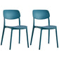 Scandinavian Stackable Armless Dining Chairs Plastic Open Back Dining Side Chair Dark Blue 2 Piece Set Clearhalo 'Dining Chairs' 'Dining Tables & Seating' 'dining_chair' 'furn' 'furn_dining_chair' 'Furniture' 'Kitchen & Dining Furniture' 5529685