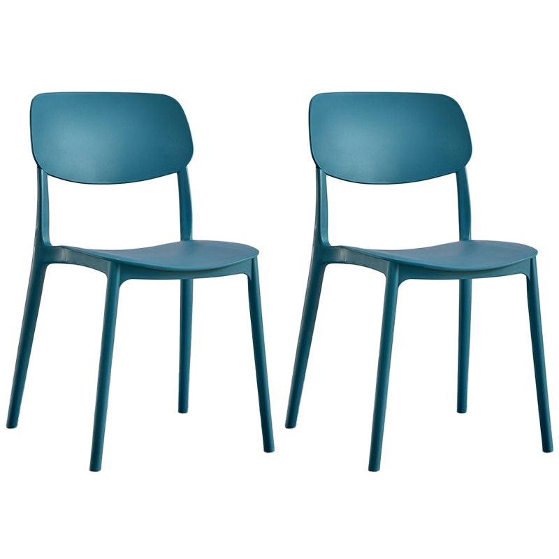 Scandinavian Stackable Armless Dining Chairs Plastic Open Back Dining Side Chair Dark Blue 2 Piece Set Clearhalo 'Dining Chairs' 'Dining Tables & Seating' 'dining_chair' 'furn' 'furn_dining_chair' 'Furniture' 'Kitchen & Dining Furniture' 5529685