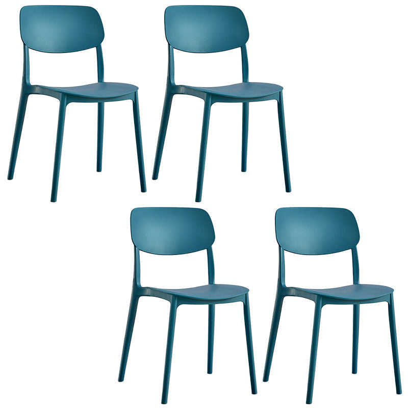 Scandinavian Stackable Armless Dining Chairs Plastic Open Back Dining Side Chair Dark Blue 4 Piece Set Clearhalo 'Dining Chairs' 'Dining Tables & Seating' 'dining_chair' 'furn' 'furn_dining_chair' 'Furniture' 'Kitchen & Dining Furniture' 5529686