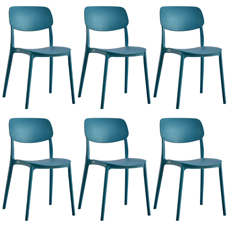 Scandinavian Stackable Armless Dining Chairs Plastic Open Back Dining Side Chair Dark Blue 6 Piece Set Clearhalo 'Dining Chairs' 'Dining Tables & Seating' 'dining_chair' 'furn' 'furn_dining_chair' 'Furniture' 'Kitchen & Dining Furniture' 5529687