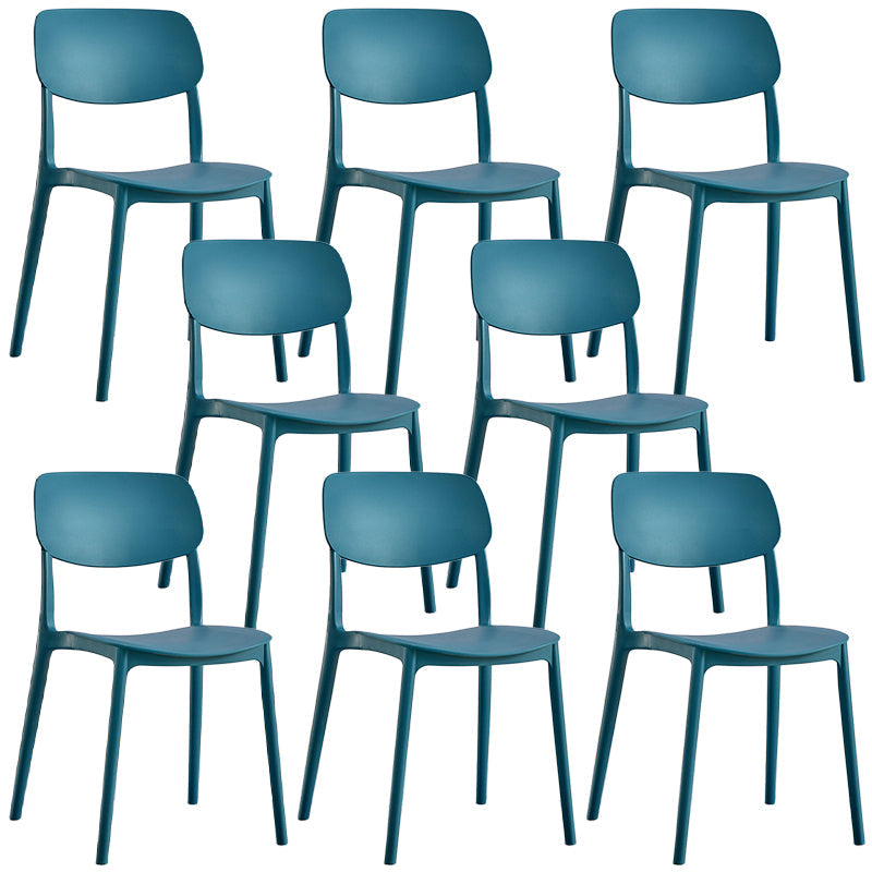 Scandinavian Stackable Armless Dining Chairs Plastic Open Back Dining Side Chair Dark Blue 8 Piece Set Clearhalo 'Dining Chairs' 'Dining Tables & Seating' 'dining_chair' 'furn' 'furn_dining_chair' 'Furniture' 'Kitchen & Dining Furniture' 5529688