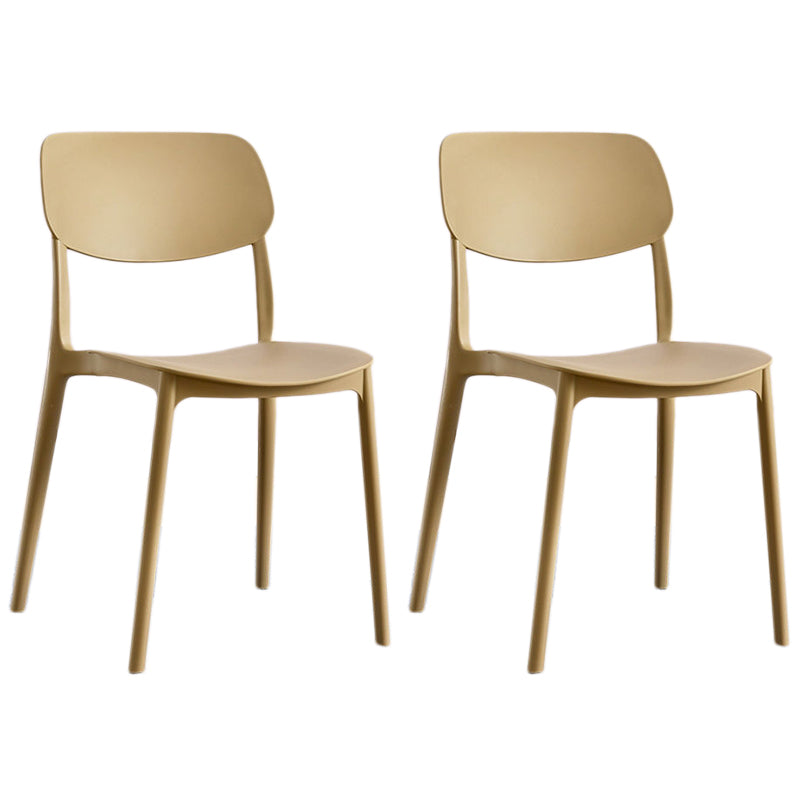 Scandinavian Stackable Armless Dining Chairs Plastic Open Back Dining Side Chair Light Khaki 2 Piece Set Clearhalo 'Dining Chairs' 'Dining Tables & Seating' 'dining_chair' 'furn' 'furn_dining_chair' 'Furniture' 'Kitchen & Dining Furniture' 5529689