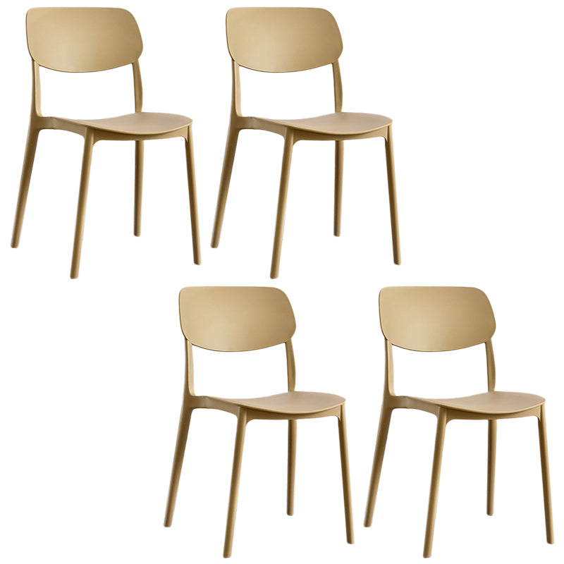 Scandinavian Stackable Armless Dining Chairs Plastic Open Back Dining Side Chair Light Khaki 4 Piece Set Clearhalo 'Dining Chairs' 'Dining Tables & Seating' 'dining_chair' 'furn' 'furn_dining_chair' 'Furniture' 'Kitchen & Dining Furniture' 5529690