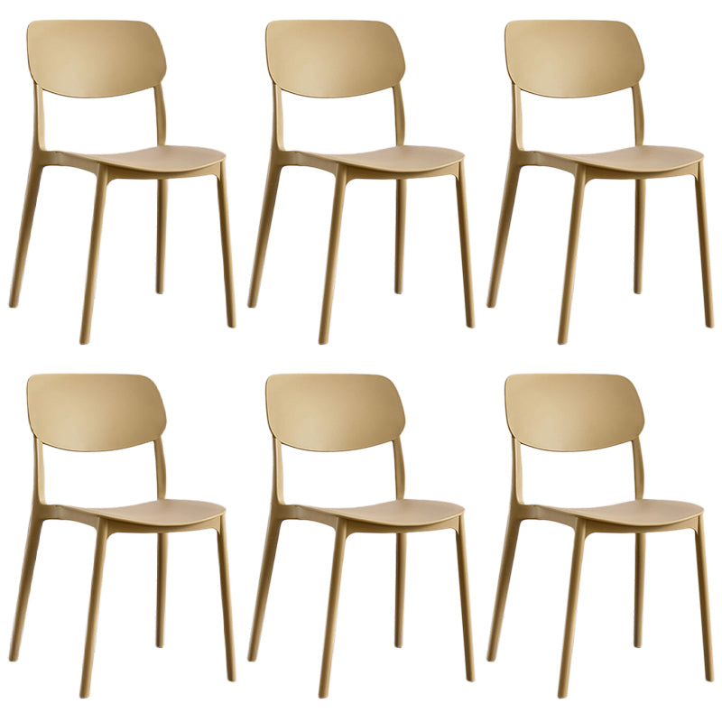 Scandinavian Stackable Armless Dining Chairs Plastic Open Back Dining Side Chair Light Khaki 6 Piece Set Clearhalo 'Dining Chairs' 'Dining Tables & Seating' 'dining_chair' 'furn' 'furn_dining_chair' 'Furniture' 'Kitchen & Dining Furniture' 5529691