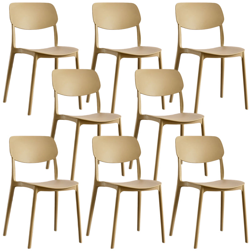 Scandinavian Stackable Armless Dining Chairs Plastic Open Back Dining Side Chair Light Khaki 8 Piece Set Clearhalo 'Dining Chairs' 'Dining Tables & Seating' 'dining_chair' 'furn' 'furn_dining_chair' 'Furniture' 'Kitchen & Dining Furniture' 5529692
