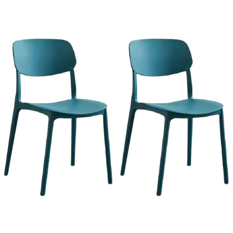 Scandinavian Stackable Armless Dining Chairs Plastic Open Back Dining Side Chair Blackish Green 2 Piece Set Clearhalo 'Dining Chairs' 'Dining Tables & Seating' 'dining_chair' 'furn' 'furn_dining_chair' 'Furniture' 'Kitchen & Dining Furniture' 5529693