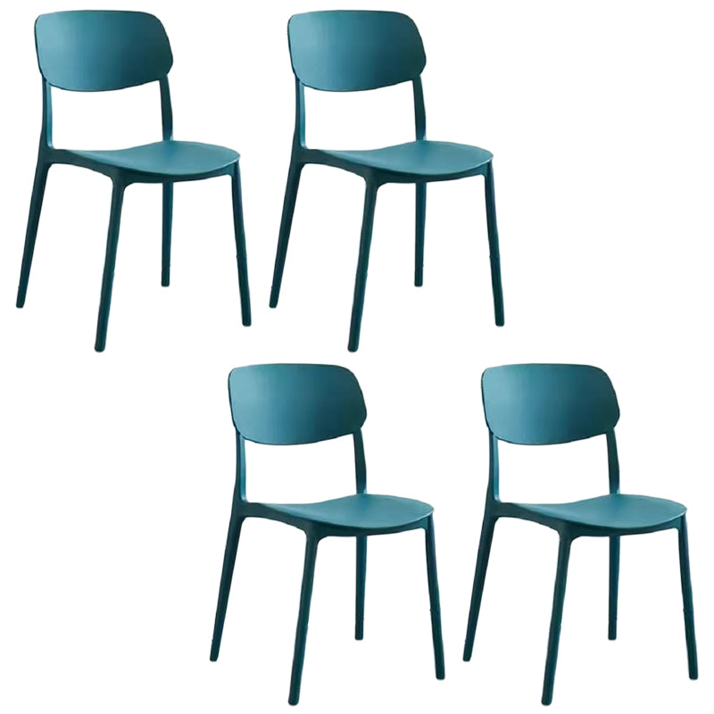 Scandinavian Stackable Armless Dining Chairs Plastic Open Back Dining Side Chair Blackish Green 4 Piece Set Clearhalo 'Dining Chairs' 'Dining Tables & Seating' 'dining_chair' 'furn' 'furn_dining_chair' 'Furniture' 'Kitchen & Dining Furniture' 5529694