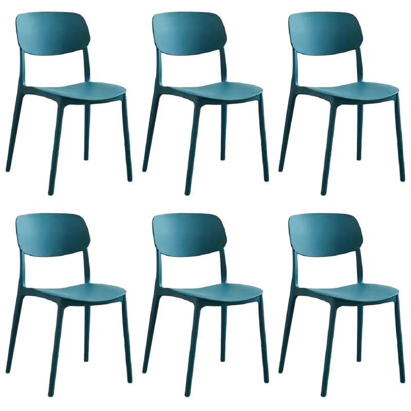 Scandinavian Stackable Armless Dining Chairs Plastic Open Back Dining Side Chair Blackish Green 6 Piece Set Clearhalo 'Dining Chairs' 'Dining Tables & Seating' 'dining_chair' 'furn' 'furn_dining_chair' 'Furniture' 'Kitchen & Dining Furniture' 5529695