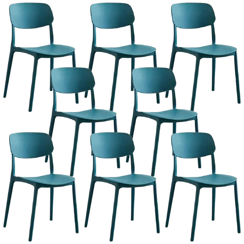 Scandinavian Stackable Armless Dining Chairs Plastic Open Back Dining Side Chair Blackish Green 8 Piece Set Clearhalo 'Dining Chairs' 'Dining Tables & Seating' 'dining_chair' 'furn' 'furn_dining_chair' 'Furniture' 'Kitchen & Dining Furniture' 5529696