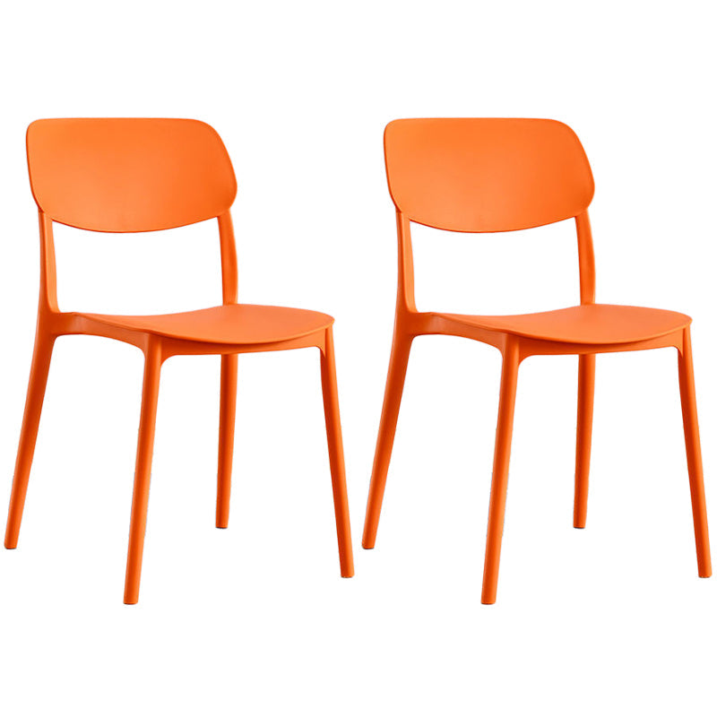 Scandinavian Stackable Armless Dining Chairs Plastic Open Back Dining Side Chair Orange 2 Piece Set Clearhalo 'Dining Chairs' 'Dining Tables & Seating' 'dining_chair' 'furn' 'furn_dining_chair' 'Furniture' 'Kitchen & Dining Furniture' 5529697