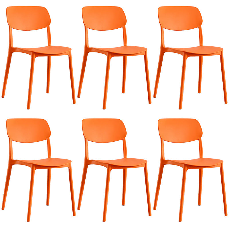 Scandinavian Stackable Armless Dining Chairs Plastic Open Back Dining Side Chair Orange 6 Piece Set Clearhalo 'Dining Chairs' 'Dining Tables & Seating' 'dining_chair' 'furn' 'furn_dining_chair' 'Furniture' 'Kitchen & Dining Furniture' 5529699