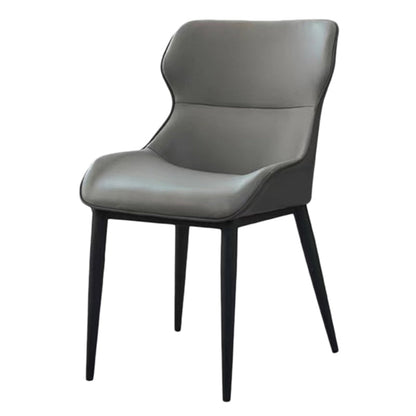 Sedie da pranzo in pelle finta moderna gambe in metallo nero