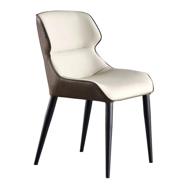 Sedie da pranzo in pelle finta moderna gambe in metallo nero