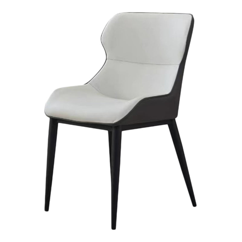Sedie da pranzo in pelle finta moderna gambe in metallo nero