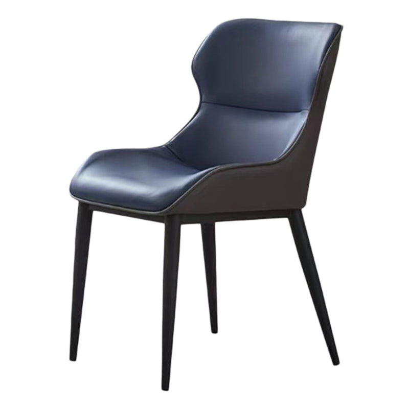Sedie da pranzo in pelle finta moderna gambe in metallo nero