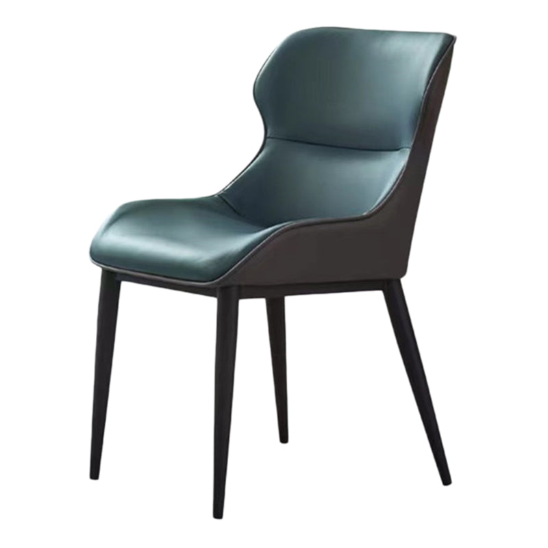 Sedie da pranzo in pelle finta moderna gambe in metallo nero