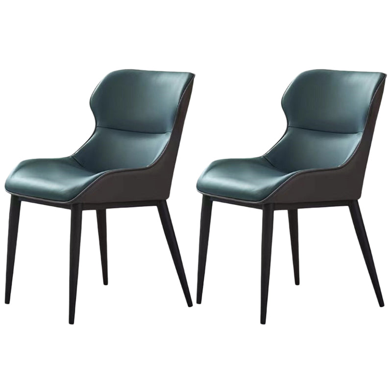 Sedie da pranzo in pelle finta moderna gambe in metallo nero