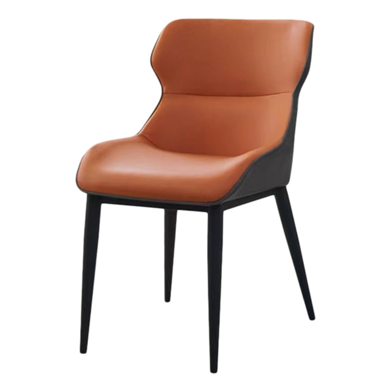 Sedie da pranzo in pelle finta moderna gambe in metallo nero