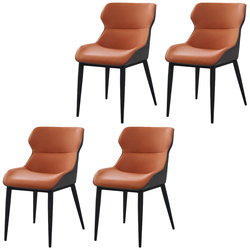 Sedie da pranzo in pelle finta moderna gambe in metallo nero