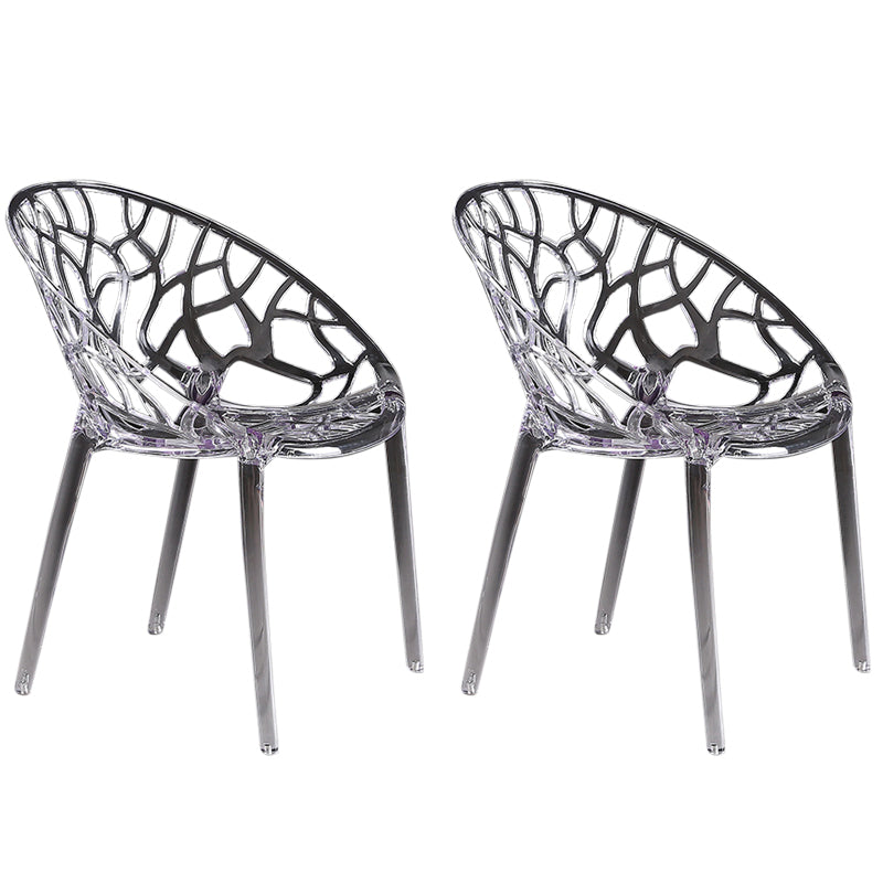 Scandinavian Armless Dining Chairs Acrylic Cross Back Side Chair