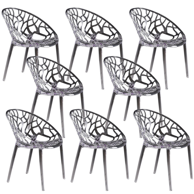 Scandinavian Armless Dining Chairs Acrylic Cross Back Side Chair