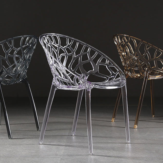 Scandinavian Armless Dining Chairs Acrylic Cross Back Side Chair