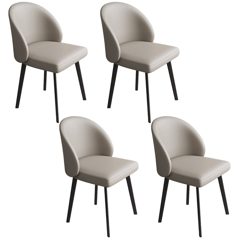 Modern Armless Dining Chairs Black Solid Wood and Metal Frame Side Chair Grey 4 Piece Set Clearhalo 'Dining Chairs' 'Dining Tables & Seating' 'dining_chair' 'furn' 'furn_dining_chair' 'Furniture' 'Kitchen & Dining Furniture' 5529977