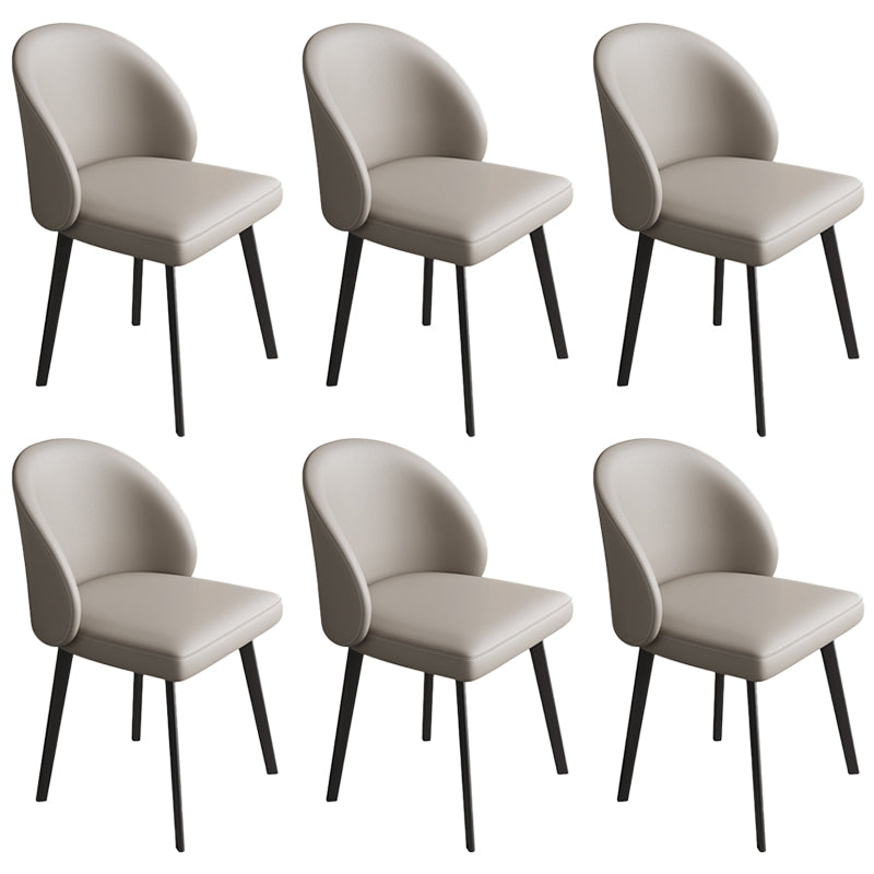 Modern Armless Dining Chairs Black Solid Wood and Metal Frame Side Chair Grey 6 Piece Set Clearhalo 'Dining Chairs' 'Dining Tables & Seating' 'dining_chair' 'furn' 'furn_dining_chair' 'Furniture' 'Kitchen & Dining Furniture' 5529978