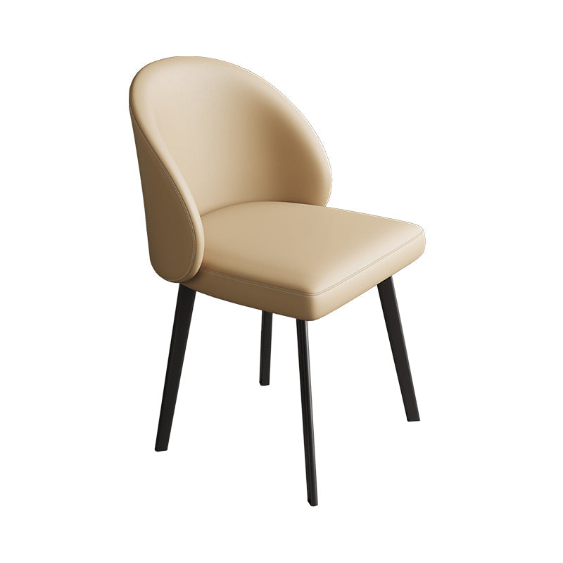 Modern Armless Dining Chairs Black Solid Wood and Metal Frame Side Chair Beige 1 Piece Clearhalo 'Dining Chairs' 'Dining Tables & Seating' 'dining_chair' 'furn' 'furn_dining_chair' 'Furniture' 'Kitchen & Dining Furniture' 5529982
