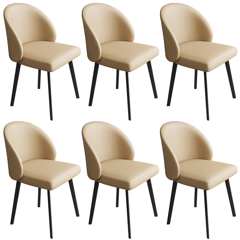 Modern Armless Dining Chairs Black Solid Wood and Metal Frame Side Chair Beige 6 Piece Set Clearhalo 'Dining Chairs' 'Dining Tables & Seating' 'dining_chair' 'furn' 'furn_dining_chair' 'Furniture' 'Kitchen & Dining Furniture' 5529988