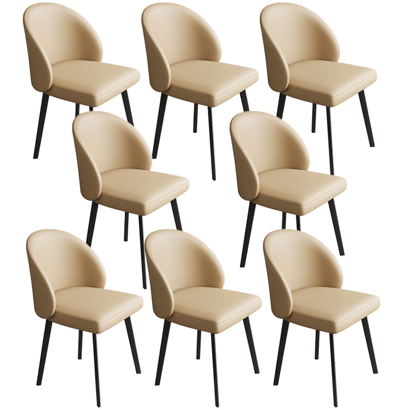 Modern Armless Dining Chairs Black Solid Wood and Metal Frame Side Chair Beige 8 Piece Set Clearhalo 'Dining Chairs' 'Dining Tables & Seating' 'dining_chair' 'furn' 'furn_dining_chair' 'Furniture' 'Kitchen & Dining Furniture' 5529990