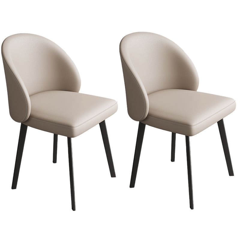 Modern Armless Dining Chairs Black Solid Wood and Metal Frame Side Chair Light Khaki 2 Piece Set Clearhalo 'Dining Chairs' 'Dining Tables & Seating' 'dining_chair' 'furn' 'furn_dining_chair' 'Furniture' 'Kitchen & Dining Furniture' 5529992