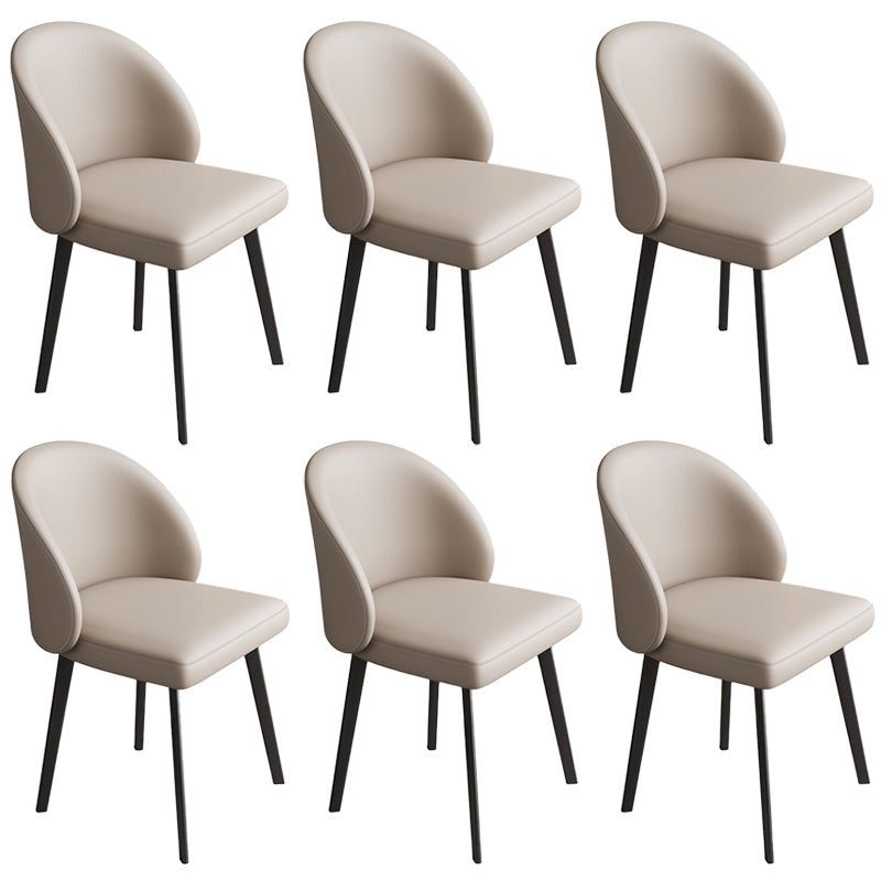 Modern Armless Dining Chairs Black Solid Wood and Metal Frame Side Chair Light Khaki 6 Piece Set Clearhalo 'Dining Chairs' 'Dining Tables & Seating' 'dining_chair' 'furn' 'furn_dining_chair' 'Furniture' 'Kitchen & Dining Furniture' 5529994