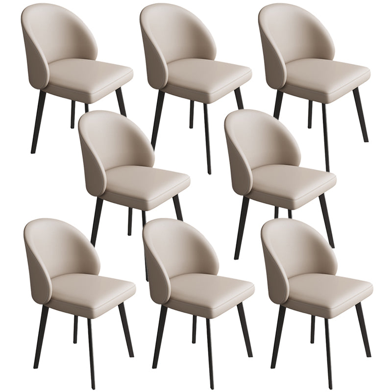Modern Armless Dining Chairs Black Solid Wood and Metal Frame Side Chair Light Khaki 8 Piece Set Clearhalo 'Dining Chairs' 'Dining Tables & Seating' 'dining_chair' 'furn' 'furn_dining_chair' 'Furniture' 'Kitchen & Dining Furniture' 5529995