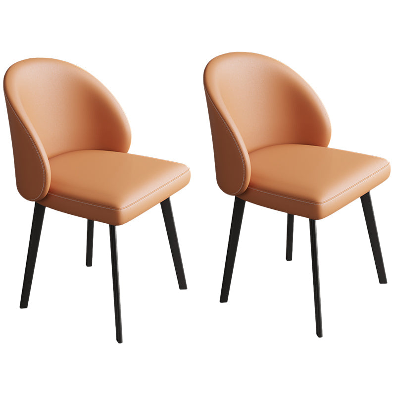 Modern Armless Dining Chairs Black Solid Wood and Metal Frame Side Chair Orange 2 Piece Set Clearhalo 'Dining Chairs' 'Dining Tables & Seating' 'dining_chair' 'furn' 'furn_dining_chair' 'Furniture' 'Kitchen & Dining Furniture' 5529997