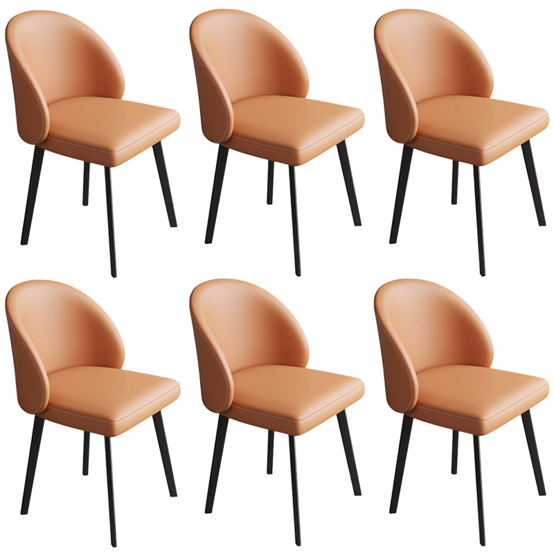 Modern Armless Dining Chairs Black Solid Wood and Metal Frame Side Chair Orange 6 Piece Set Clearhalo 'Dining Chairs' 'Dining Tables & Seating' 'dining_chair' 'furn' 'furn_dining_chair' 'Furniture' 'Kitchen & Dining Furniture' 5529999