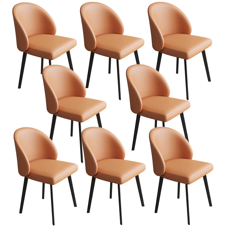 Modern Armless Dining Chairs Black Solid Wood and Metal Frame Side Chair Orange 8 Piece Set Clearhalo 'Dining Chairs' 'Dining Tables & Seating' 'dining_chair' 'furn' 'furn_dining_chair' 'Furniture' 'Kitchen & Dining Furniture' 5530000