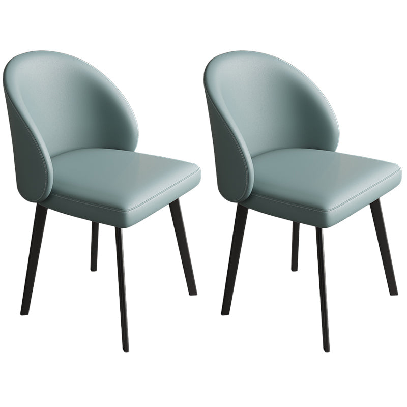 Modern Armless Dining Chairs Black Solid Wood and Metal Frame Side Chair Blue 2 Piece Set Clearhalo 'Dining Chairs' 'Dining Tables & Seating' 'dining_chair' 'furn' 'furn_dining_chair' 'Furniture' 'Kitchen & Dining Furniture' 5530002
