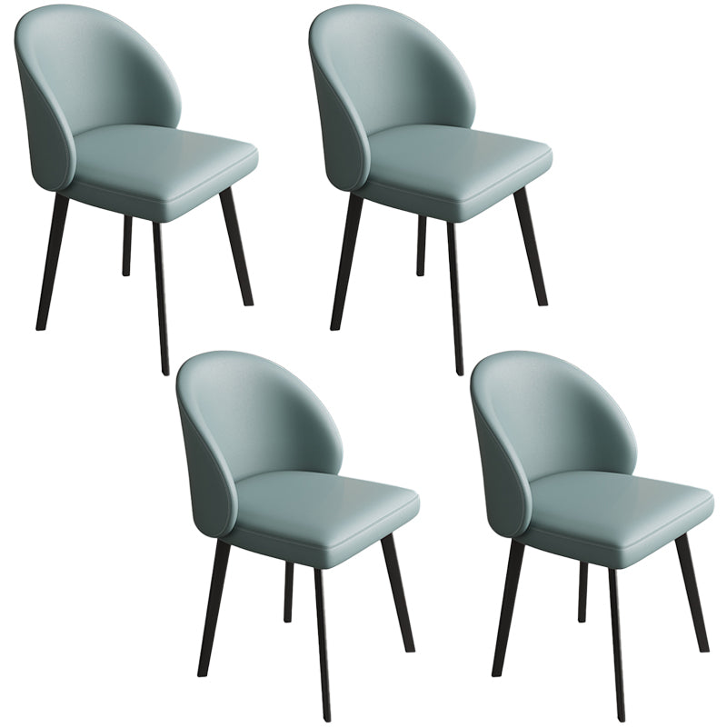 Modern Armless Dining Chairs Black Solid Wood and Metal Frame Side Chair Blue 4 Piece Set Clearhalo 'Dining Chairs' 'Dining Tables & Seating' 'dining_chair' 'furn' 'furn_dining_chair' 'Furniture' 'Kitchen & Dining Furniture' 5530003