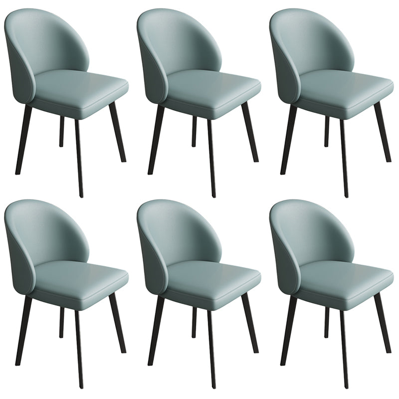 Modern Armless Dining Chairs Black Solid Wood and Metal Frame Side Chair Blue 6 Piece Set Clearhalo 'Dining Chairs' 'Dining Tables & Seating' 'dining_chair' 'furn' 'furn_dining_chair' 'Furniture' 'Kitchen & Dining Furniture' 5530004