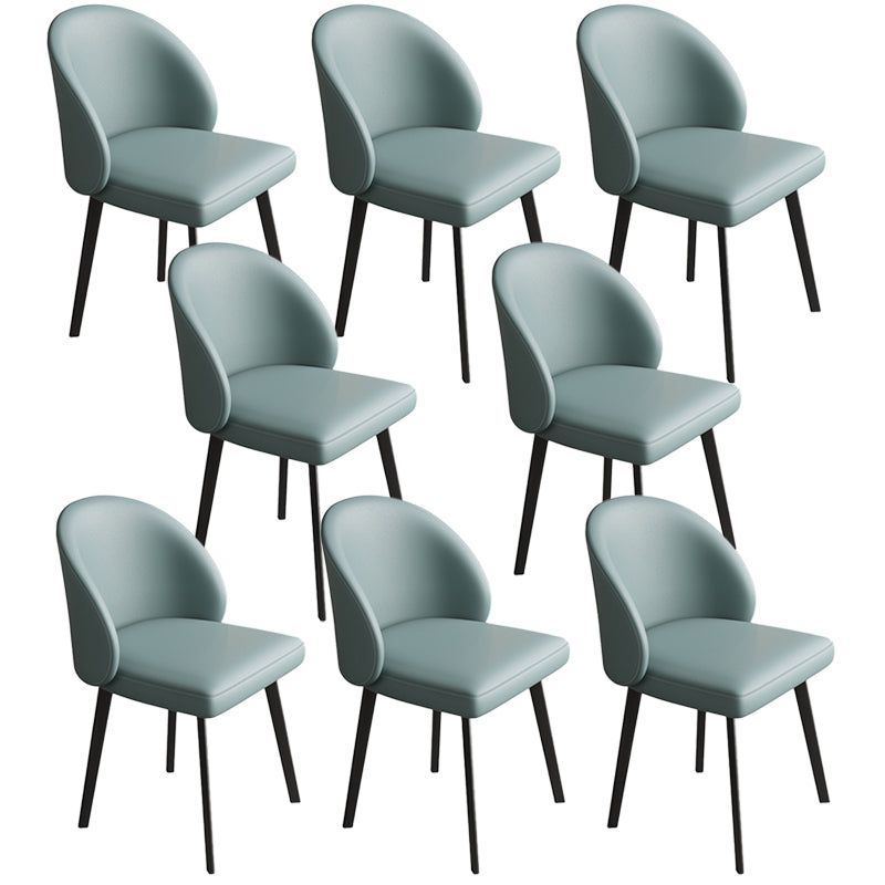 Modern Armless Dining Chairs Black Solid Wood and Metal Frame Side Chair Blue 8 Piece Set Clearhalo 'Dining Chairs' 'Dining Tables & Seating' 'dining_chair' 'furn' 'furn_dining_chair' 'Furniture' 'Kitchen & Dining Furniture' 5530005