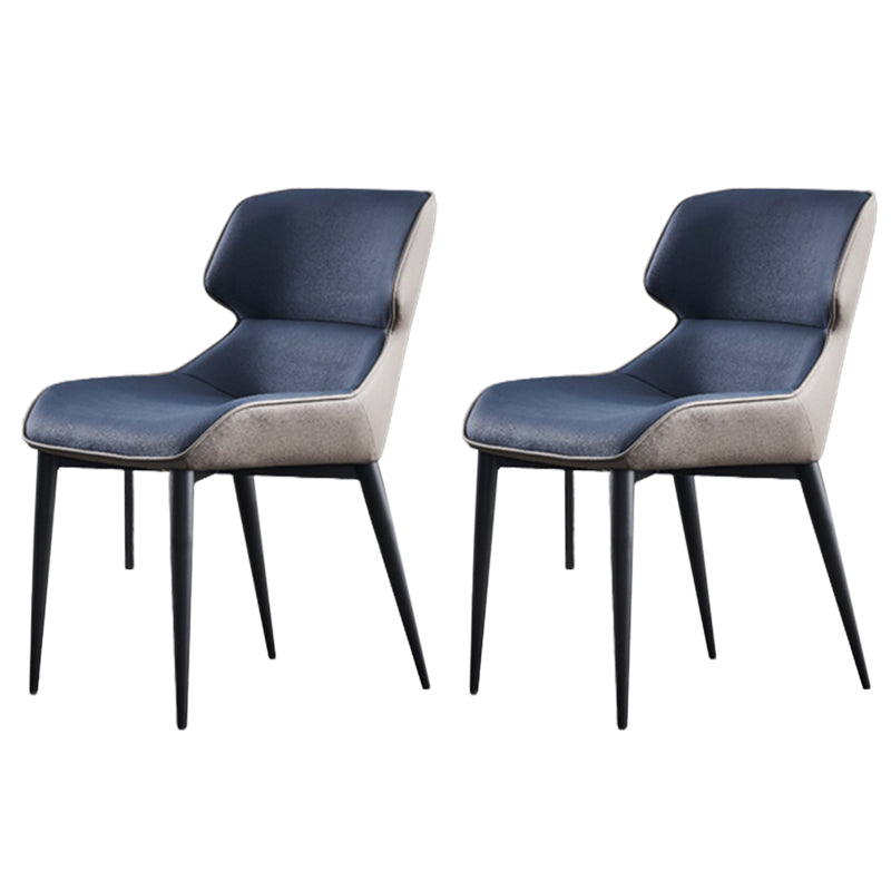 Modern Armless Dining Chairs Faux Leather Wingback Dining Side Chair Blue 2 Piece Set Clearhalo 'Dining Chairs' 'Dining Tables & Seating' 'dining_chair' 'furn' 'furn_dining_chair' 'Furniture' 'Kitchen & Dining Furniture' 5530008