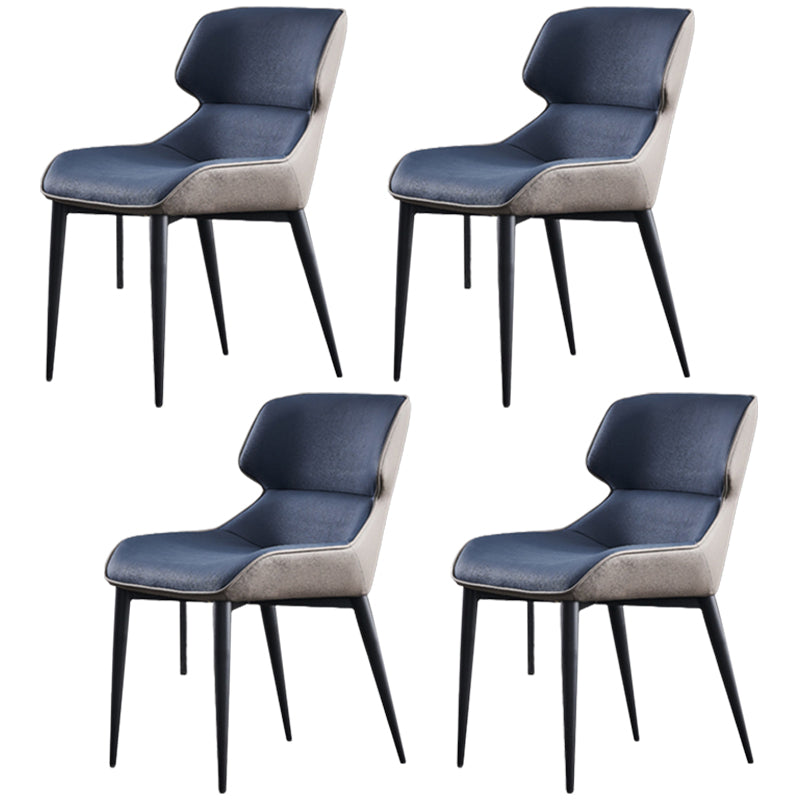 Modern Armless Dining Chairs Faux Leather Wingback Dining Side Chair Blue 4 Piece Set Clearhalo 'Dining Chairs' 'Dining Tables & Seating' 'dining_chair' 'furn' 'furn_dining_chair' 'Furniture' 'Kitchen & Dining Furniture' 5530009