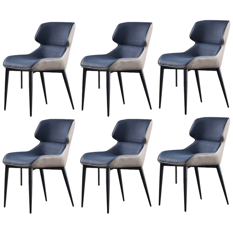 Modern Armless Dining Chairs Faux Leather Wingback Dining Side Chair Blue 6 Piece Set Clearhalo 'Dining Chairs' 'Dining Tables & Seating' 'dining_chair' 'furn' 'furn_dining_chair' 'Furniture' 'Kitchen & Dining Furniture' 5530012