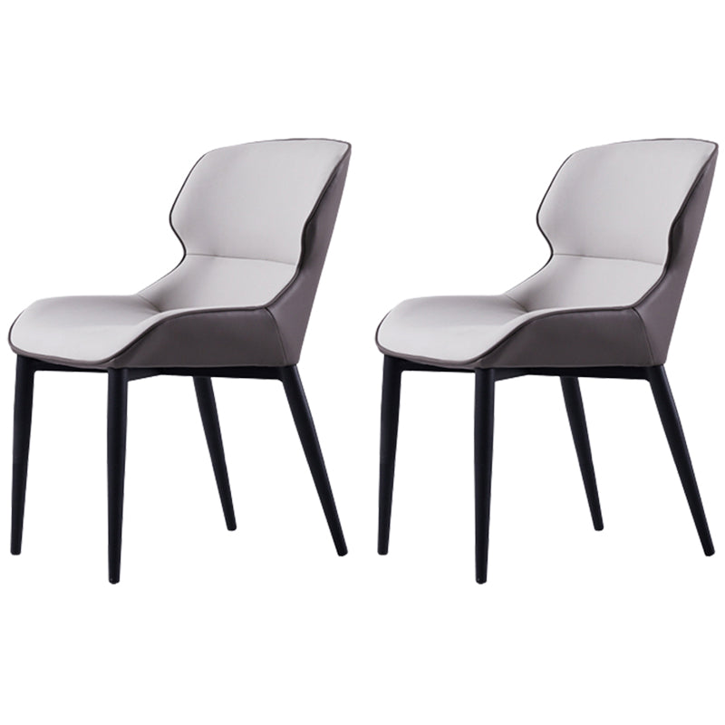Modern Armless Dining Chairs Faux Leather Wingback Dining Side Chair Cream Gray 2 Piece Set Clearhalo 'Dining Chairs' 'Dining Tables & Seating' 'dining_chair' 'furn' 'furn_dining_chair' 'Furniture' 'Kitchen & Dining Furniture' 5530015
