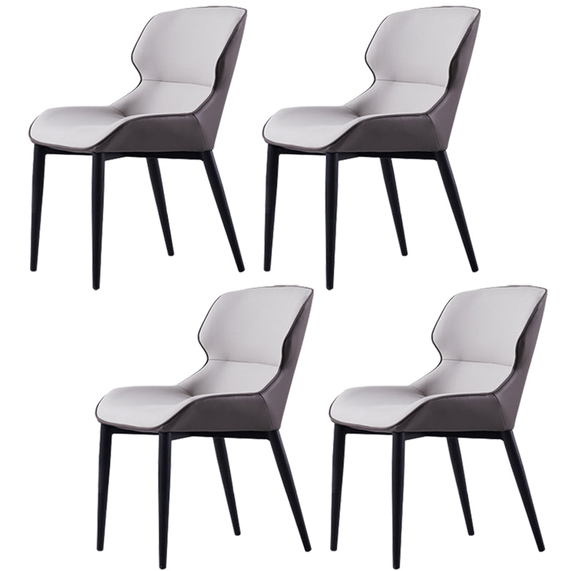 Modern Armless Dining Chairs Faux Leather Wingback Dining Side Chair Cream Gray 4 Piece Set Clearhalo 'Dining Chairs' 'Dining Tables & Seating' 'dining_chair' 'furn' 'furn_dining_chair' 'Furniture' 'Kitchen & Dining Furniture' 5530018