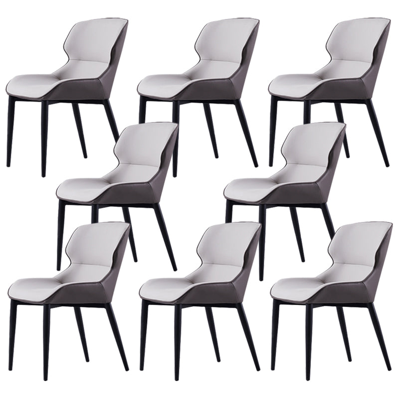 Modern Armless Dining Chairs Faux Leather Wingback Dining Side Chair Cream Gray 8 Piece Set Clearhalo 'Dining Chairs' 'Dining Tables & Seating' 'dining_chair' 'furn' 'furn_dining_chair' 'Furniture' 'Kitchen & Dining Furniture' 5530022