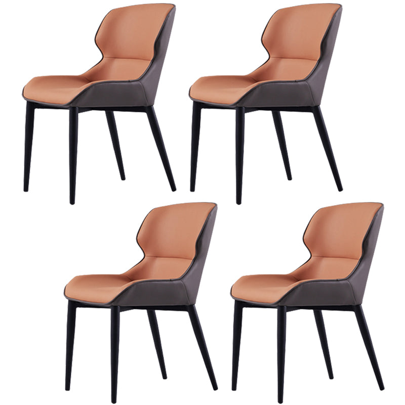 Modern Armless Dining Chairs Faux Leather Wingback Dining Side Chair Orange 4 Piece Set Clearhalo 'Dining Chairs' 'Dining Tables & Seating' 'dining_chair' 'furn' 'furn_dining_chair' 'Furniture' 'Kitchen & Dining Furniture' 5530025